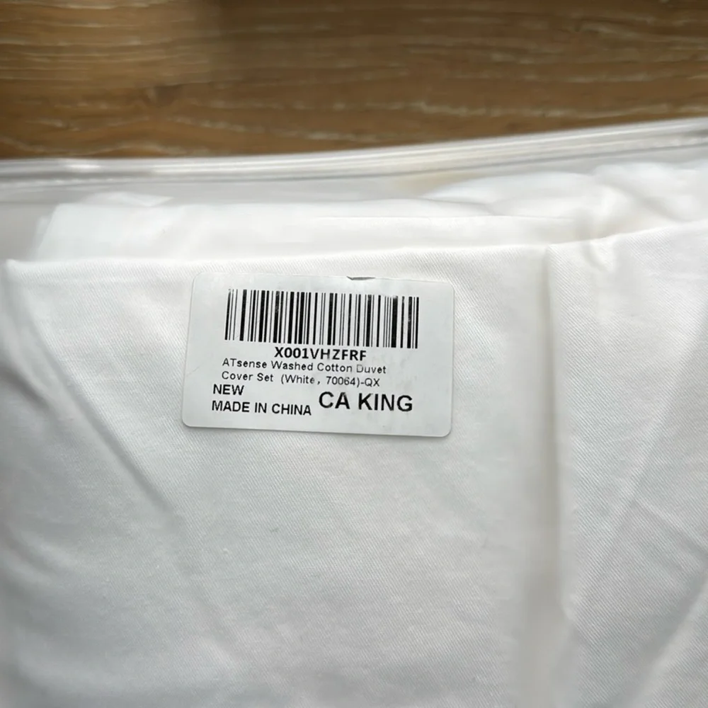 ATsense duvet cover Set CA king white NEW washed cotton 96’X104’ Hotel Style